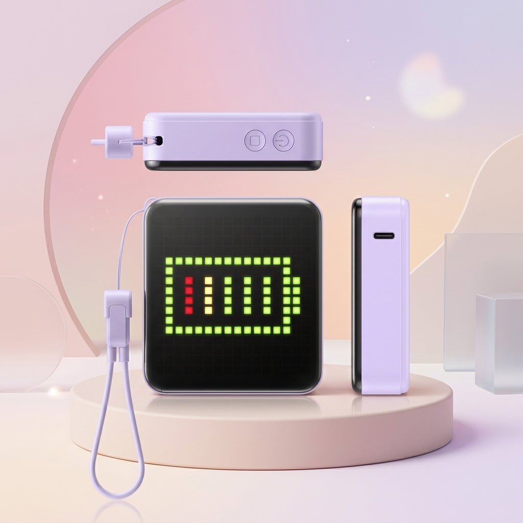 Portable Power Bank with Pixel Display