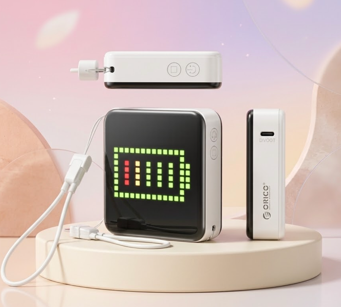 Portable Power Bank with Pixel Display