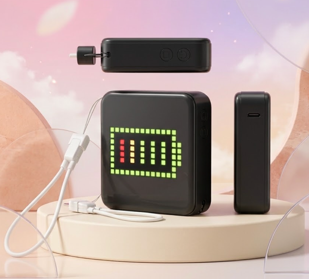Portable Power Bank with Pixel Display